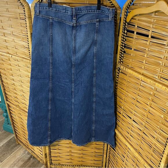 Vintage GAP Classic Blue Jean Skirt midi maxi bareback cotton flare modest 12 - Picture 4 of 8
